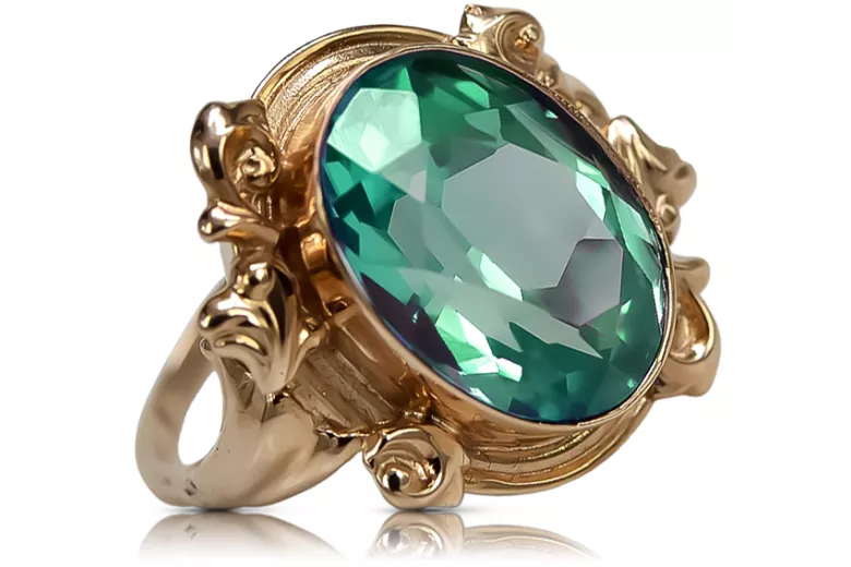 Inel Smarald Sterlină argint a crescut placat cu aur Vintage bijuterii vrc100rp